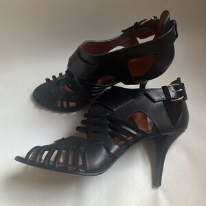 Givenchy Gladiator Slingback Black Woven Heels Strappy Shoes Sandals 10